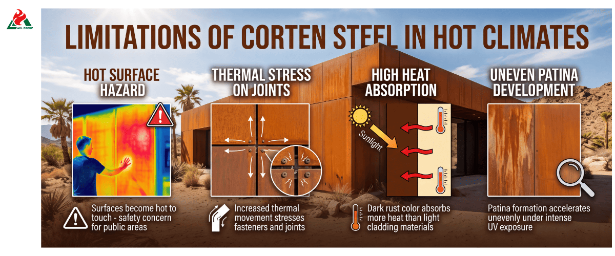 Corten Cladding Limitations in Hot Climates